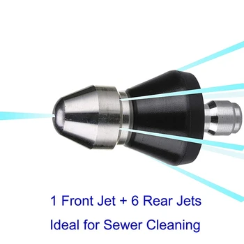 Højtryksrenser Kloak Jet-Dyse, Quick Connect-Rensning Af Afløb, Vand Dyse, 1/4 Tommer 5000 Psi Blænde 0,7 Mm