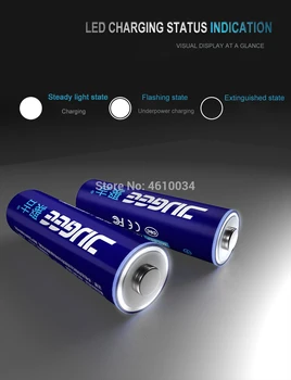 2stk nye jugee 1,5 v 3000mWh AA 1,5 V 2000mah usb-genopladelige Li-polymer li-ion polymer lithium USB-AA-batteri