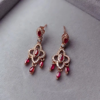 KJJEAXCMY fine smykker naturlige Ruby 925 sterling sølv kvinder øreringe støtte test mode