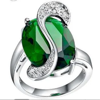 Populære Udsøgte Grønne Oval Smykker Zircon Enkelt Ring For Kvinder Engagement Party Bryllup Hånd Tilbehør, Størrelse 6-10
