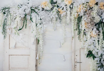 BEIPOTO Bryllup kulisse til foto-studio hvid 3d blomst trædør, bridal shower indretning fotografering baggrund baby shower