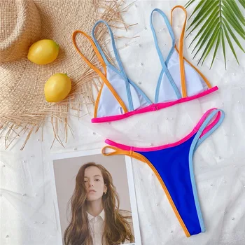 3 Farver Sexet G-Streng Kvinder Bikini Mode Damer, Undertøj, Badetøj To-Piece Bikini Sæt Høje Ben Skåret Badende Svømning