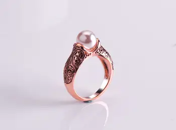 Ægte 925 Sterling Sølv Hvid Perle Ring for Kvinder Topas Bizuteria Sølv 925 Smykker Perle Ædelsten Ring Box for Kvinder
