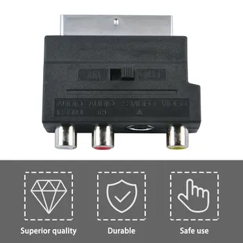 SCART Adapter AV-Blok Til 3 RCA-Phono Composite S-Video Med In/Out-Kontakten Scart til SVHS-Adapter til Video-DVD-Optager