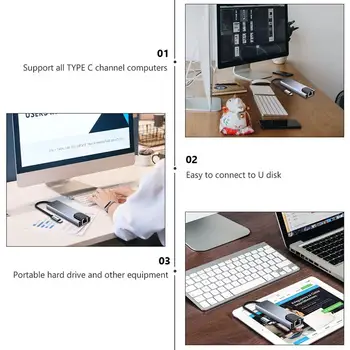 USB-Hub Bærbare USB-C 5-Porte Ethernet-Video Output-Multifunktion Data Hub Usb-C-Hub, HDMI 4K Notebook-Dockingstation