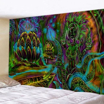 Punk-Hippie-Skull Maleri Mønster Gobelin Polyester Væggen Hænger Gobelin-Stranden Og Picnic Yoga Tæppe Mat Home Decor Håndværk