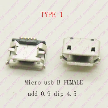 1000pcs/masse B type telefon hale charing stik Stik USB-Stik Mikro-USB-Kvindelige Tilføje 0.9 DIP 4.5 Pakket ind/Fladskærms Munden