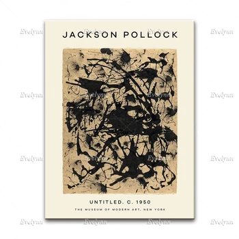 Jackson Pollock Udstillingsplakat,Moderne Abstrakt Levende Minimalisme Værelse Dekoration Wall Art Prints Hjem Indretning Lærred UniqueGift
