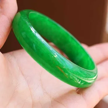 Zheru Smykker Naturlige Burmesiske Smaragd Grøn 54-62mm Armbånd Elegante Prinsesse Smykker Til Mor For Kæreste