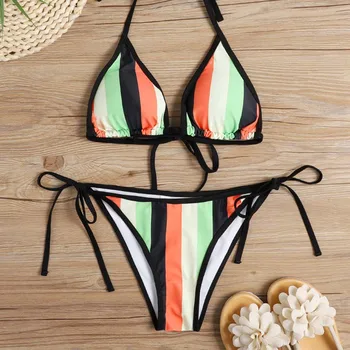 Sexet String Bikini Sæt 2021 Kvindelige Vatteret Badedragt Trykt Brasilianske Badetøj Trekant Badedragt Badedragt For Kvinder
