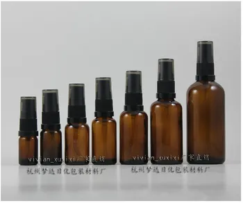 50stk engros 30 ml runde amber lotion emballage med sort plast pumpe , tom brun 1 ounce kosmetiske flasker for lotion
