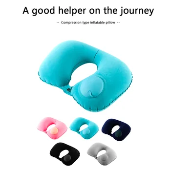 Ervical Rygsøjlen Naturlig Latex Pude U-Formet Oppustelig Hals Pude, Travel Kit med Søvn Maske Ørepropper opbevaringspose