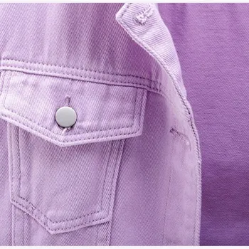 Kvinders plus size denim jakke forår, efterår kort pels pink jean jakker casual toppe lilla gul hvid løs overtøj KW02