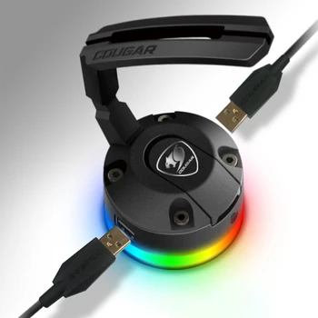 RGB Gaming Mus Bungees Kabel-Wire-Holderen sugekop Mus Cord Management Klip Fixer med 2-Port USB-14 Belysning Tilstande