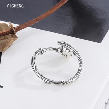[En Orange] Sterling Sølv Ring Kvinders Retro Torn Steg Unik Ingen Farve Fading Åbne Justerbar Index Finger Ring
