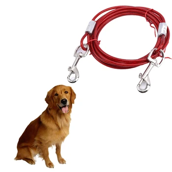 3M Stål Wire Trække Reb Snor Kabel Med Dobbelt Hoveder Metal Kroge Føre Remmen Til Små og Store Kæledyr Kat Hund