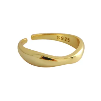 Minimalistisk Uregelmæssig Bølge Mønster Justerbar 925 Sterling Sølv Ringe For Kvinder Trendy Fine Elegante Smykker Gave