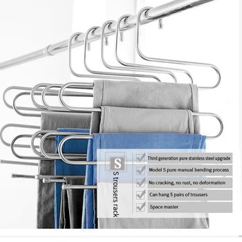 Bærbare seneste multifunktionelle bøjle i rustfrit stål bukser rack rack garderobe hot salg magic bøjle
