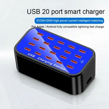 Nye USB-20 Multi-Port Oplader Desktop-100W Hurtigt ladestation Adapter OS/EU For Valgfri Mobiltelefon Fladskærms Højttaler Power Bank
