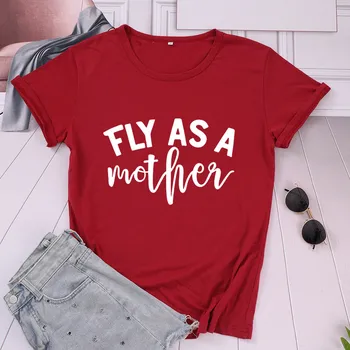Flyve Som En Mor, Mødre Tshirt Mode Plus Size Kvinder T-Shirt Harajuku Korte Ærmer Mama Top Tees O-Hals Bomuld, Casual Skjorter