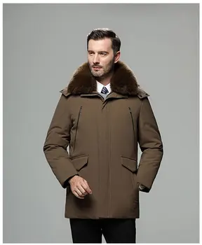 Nye mænd vinter frakke jakke Canadiske ned jakke tyk hætteklædte pels krave tøj varm sort frakke jakke