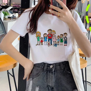 2021 Sommer T-shirt til Kvinder Tøj Harajuku Familie Print Kvindelige Tee O-hals, Korte Ærmer mode tshirt femme Plus Størrelse XXL
