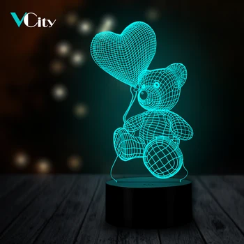 Vcity Tegneserie 3D-Nat Lys-Lampe Belysning LED USB LED Humør bordlampe Flerfarvet RGB Luminaria Ændre Gaver til Børn RGB LED