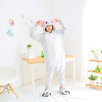Voksen Pink Unicorn Kigurumi Kvinder Cartoon Animal Doraemon Totoro Halloween Cosplay Kostume Vinter Onesie Pyjamas Hætteklædte Passer Til