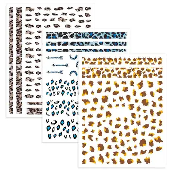 3 Plader Kapmore Leopard Print Nail Art Stickers er Selvklæbende Søm Søm Mærkat Mærkat for Kvinder, Piger DIY Værktøjer Manicure