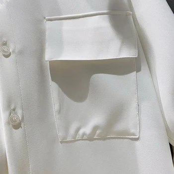 Koreanere Nye Par Shirt Sælges Farve Bf Vind Løs i Stor Størrelse Chiffon Bluse med Lange Ærmer til Kvinder Mid-længde i Hvid/sort Skjorte