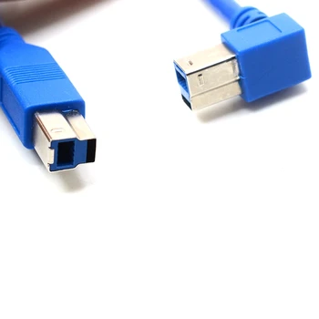 USB 3.0-Printer forlængerkabel USB 3.0 Type B retvinklet & Lige Mandlige og Kvindelige ledning extender 50cm med Skrue Mount hul