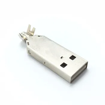 100sets USB 2.0 Type A Type Svejsning hanstik Forgyldt / Nikkel-Belagte Stik usb-Hale Stik 3-i-1 DIY-Adapter