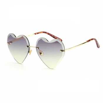 2021 nye solbriller mode online celebrity solbriller kærlighed hjerte-formet rammeløse trimning tidevandet solbriller kvinder