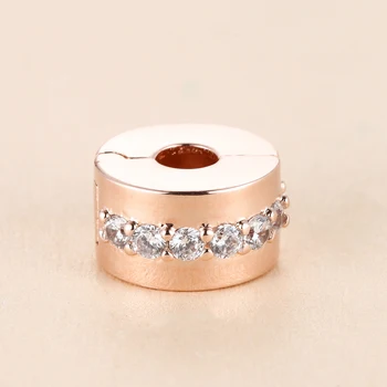 DIY Smykker at Gøre Skinner Måde Klip Charms Til 925 Sølv Armbånd Til Kvinde Perler Til smykkefremstilling Rose Gold Charm