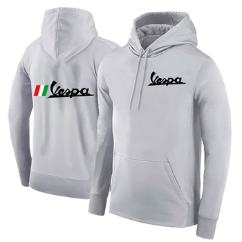 Forår og Efterår Vespa Logo-Hættetrøjer Behageligt Tilpas Fleece Pullover Bomuld Sweatshirts Casual Mode Jakker