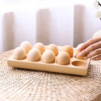 Æg Skuffe Træ-Æg Holder til Æg kan anvendes i Køkken, Køleskab, eller en Bordplade til udstilling eller Opbevaring, Holder 10 Æg