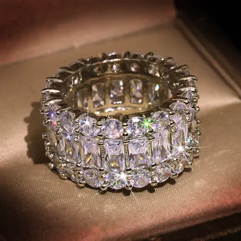 S925 Sterling Sølv Ring for Kvinder Zircon Jubilæum Fine Smykker til Luksus Jul Zircon Engagement 925 Sølv Ring Kvinder