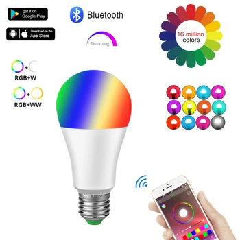 E27 Bluetooth-kompatible LED Pære 15W RGBW Led-Lampe Farverige Skiftende Bulb timer funktion Ved IOS / Android Led Lampada RGBW