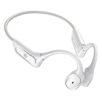 Bluetooth-5.0 Bone Conduction Headset Smart Tryk Hovedtelefon med Mikrofon IP55 Vandtætte Hovedtelefoner Hvid