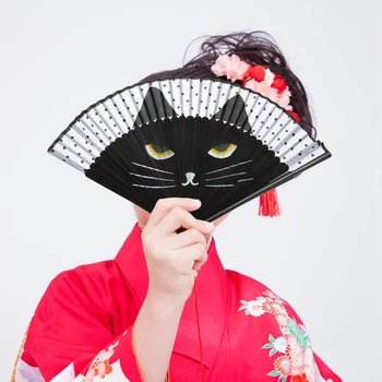 8 Pc ' er, håndholdte Folde Fan Kat Folde Fan Tegneserie Kat Fan Party Cat Ventilator med Butikken Taske til Bryllup Dans Home Decor