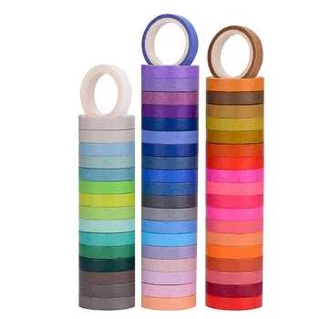 60 Ruller Rainbow Washi Tape Sæt til DIY Indretning Scrapbooking Mærkat Masking Papir Dekoration Klæbende Tape
