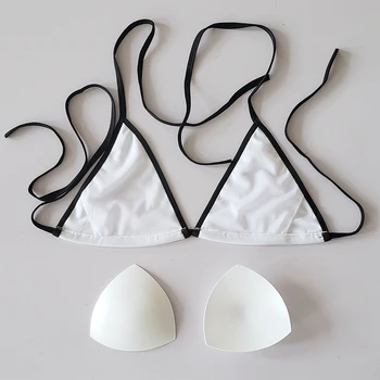Hvid Bikini Sort Kant Bindende Badedragt Kvindelige 2019 Strappy Bikini Sæt Badetøj Sexet Badetøj Kvinder Dropshipping