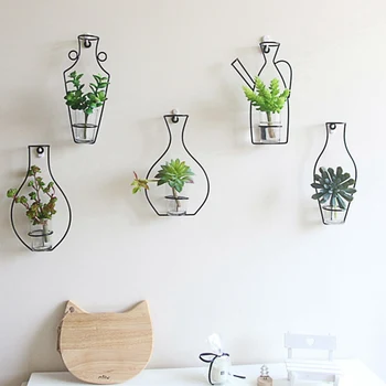Wire vase tør og frisk simulering blomst arrangement, kunsthåndværk og Nordisk stil kreative væg hængende dekoration rack