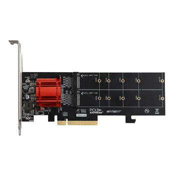 Dual NVMe PCIe-Adapter M. 2 SSD Til PCI-E 3.1 X8 udvidelseskort Støtte M. 2 (M-Tasten) NVMe SSD 22110/2280/2260/2242/2230 For CHIA