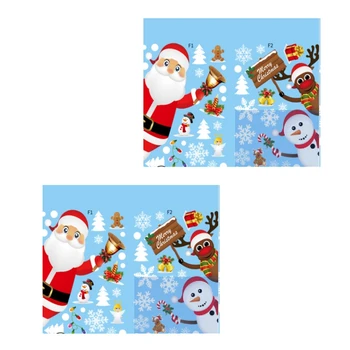Nyeste 5 Stykker af Gl Jul Snowflake Vindue Klistermærke til Ferie Snefnug Part Santa Rensdyr Decal