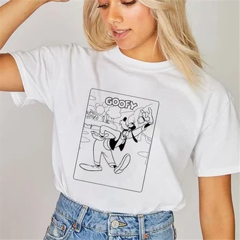 Disney Tees Kvinder T-Shirt Mickey Print T-shirt Afslappet Korte Ærmer Kawaii Piger Toppe Kvindelige Tøj Dropship