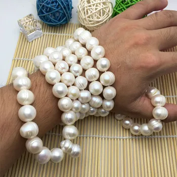 108 når perlerne 13-14mm naturlige perle sweater kæde lang halskæde Barok ægte heteroseksuelle