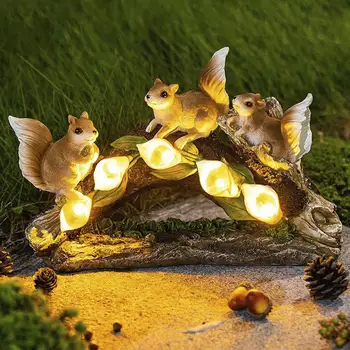 Søde Egern Figur LED Solar Lys, Udendørs indre Gårdhave Indretning Landskab Belysning Vandtæt Have Egern Statue Pynt