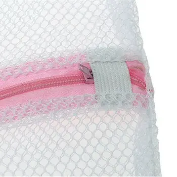 3 Størrelser Med Lynlås Sammenklappelig Nylon Vaskepose Bra Sokker Undertøj Tøj Vaskemaskine Beskyttelse Net Mesh Tøjvask Opbevaringspose
