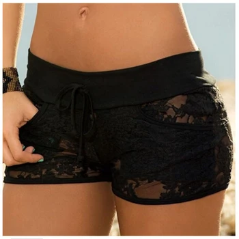 Sommer Fashion Hule Ud Lace Shorts Casual Sexy Blomstrede Shorts Sheer Blonde Trusse Elastic Party Rejse Snor Shorts Trusse
